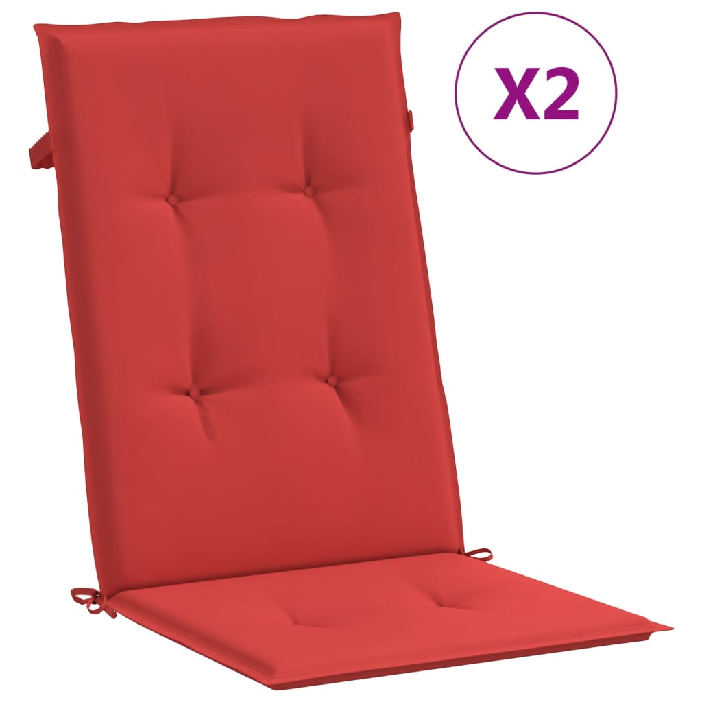 vidaXL Garden Highback Chair Cushions 2 pcs Red 47.2"x19.7"x1.2" Fabric