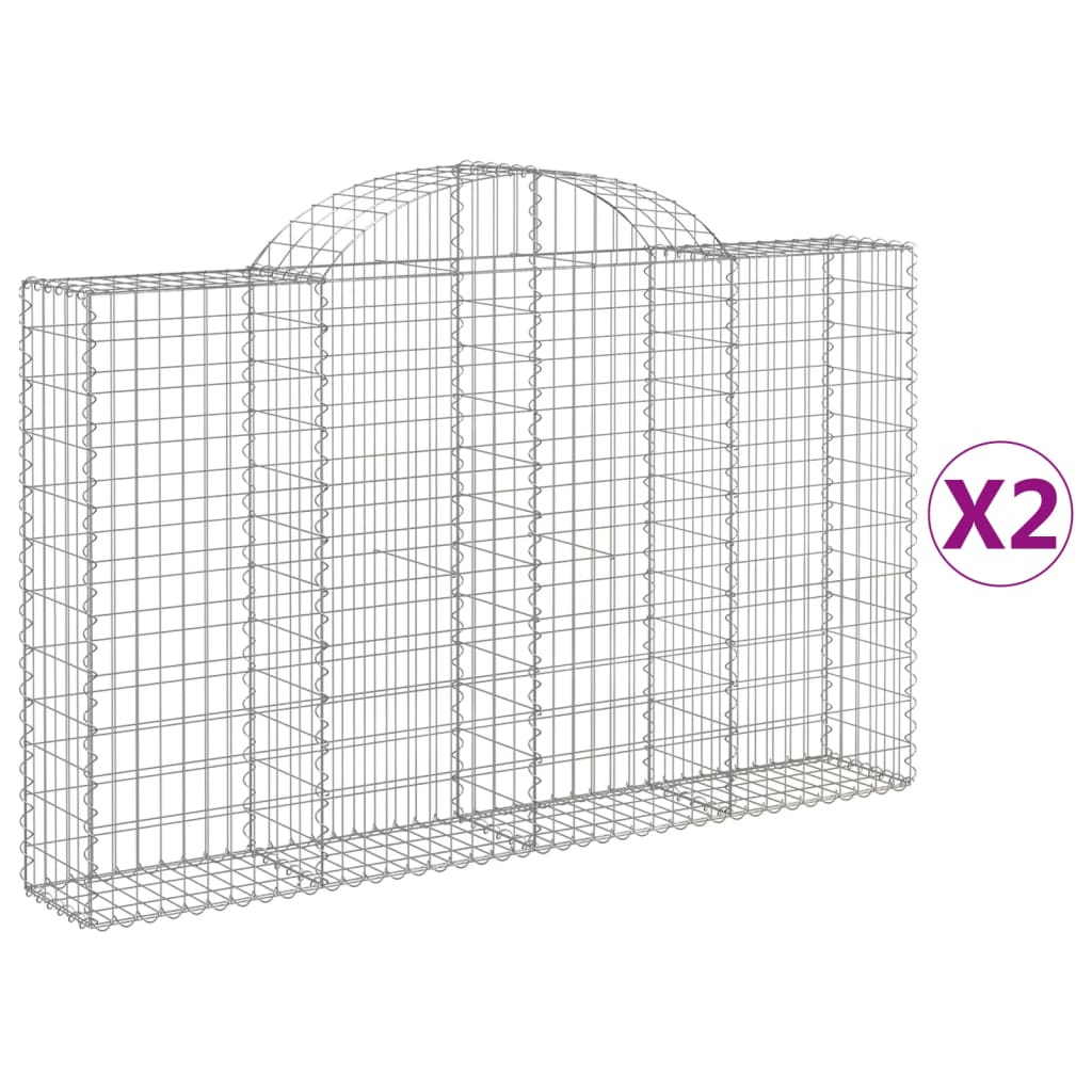 vidaXL Arched Gabion Baskets 2 pcs 78.7"x11.8"x47.2"/55.1" Galvanized Iron