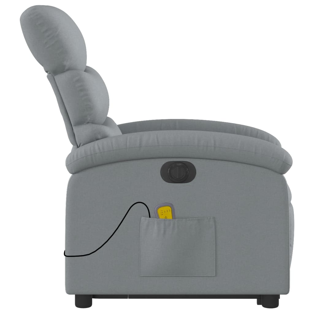 vidaXL Electric Stand up Massage Recliner Chair Light Gray Fabric