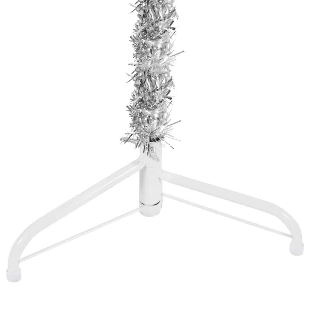 vidaXL Slim Artificial Half Christmas Tree with Stand Silver 4 ft