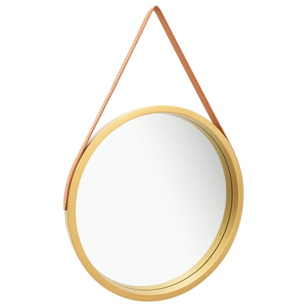 vidaXL Wall Mirror with Strap 23.6" Gold