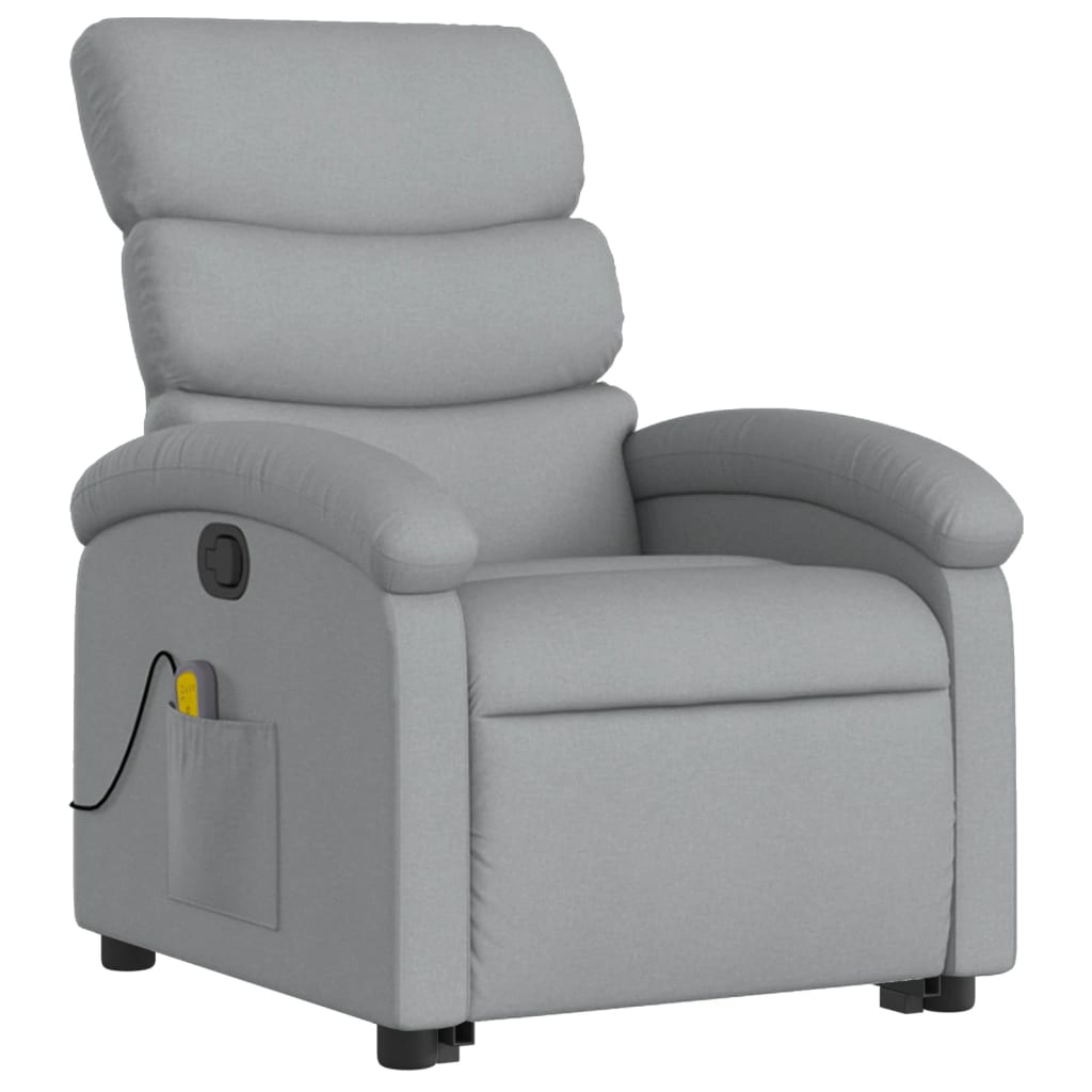 vidaXL Stand up Massage Recliner Chair Light Gray Fabric