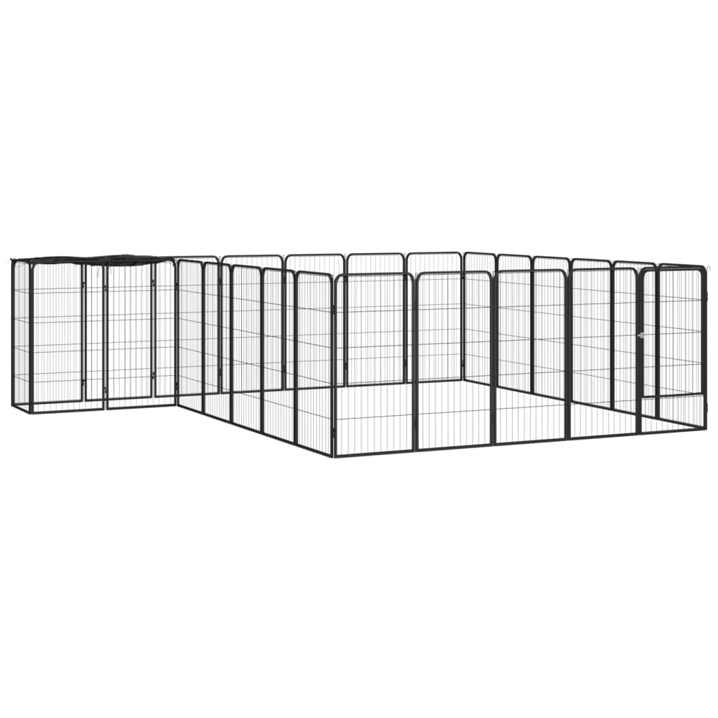 vidaXL 26-Panel Dog Playpen Black 19.7"x39.4" Powder-coated Steel