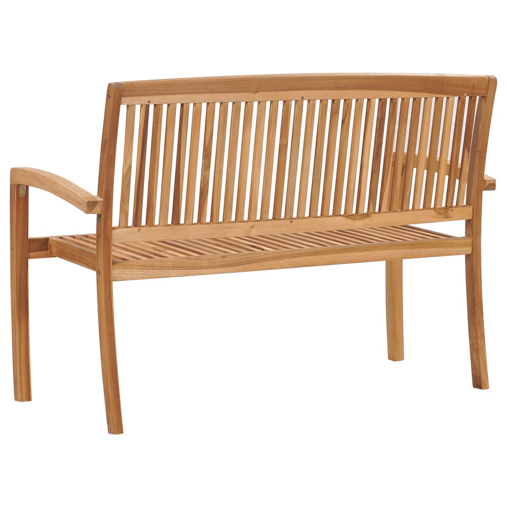 vidaXL Stacking Patio Bench with Cushion 50.6" Solid Teak Wood