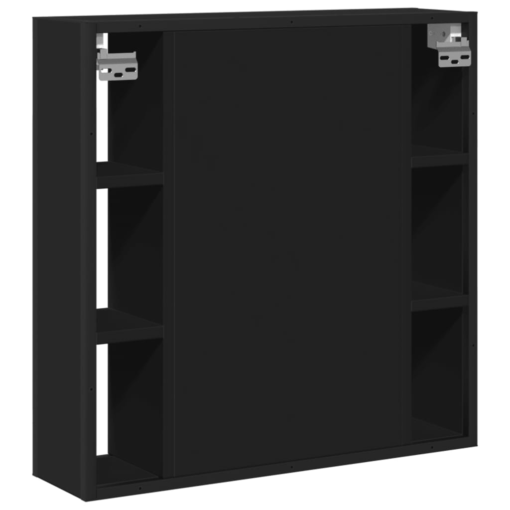 vidaXL Bathroom Mirror Cabinet Black 23.6"x6.3"x23.6" Engineered Wood