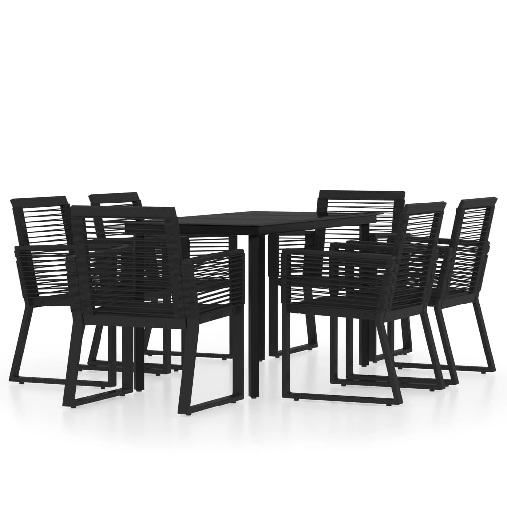 vidaXL 7 Piece Patio Dining Set Black