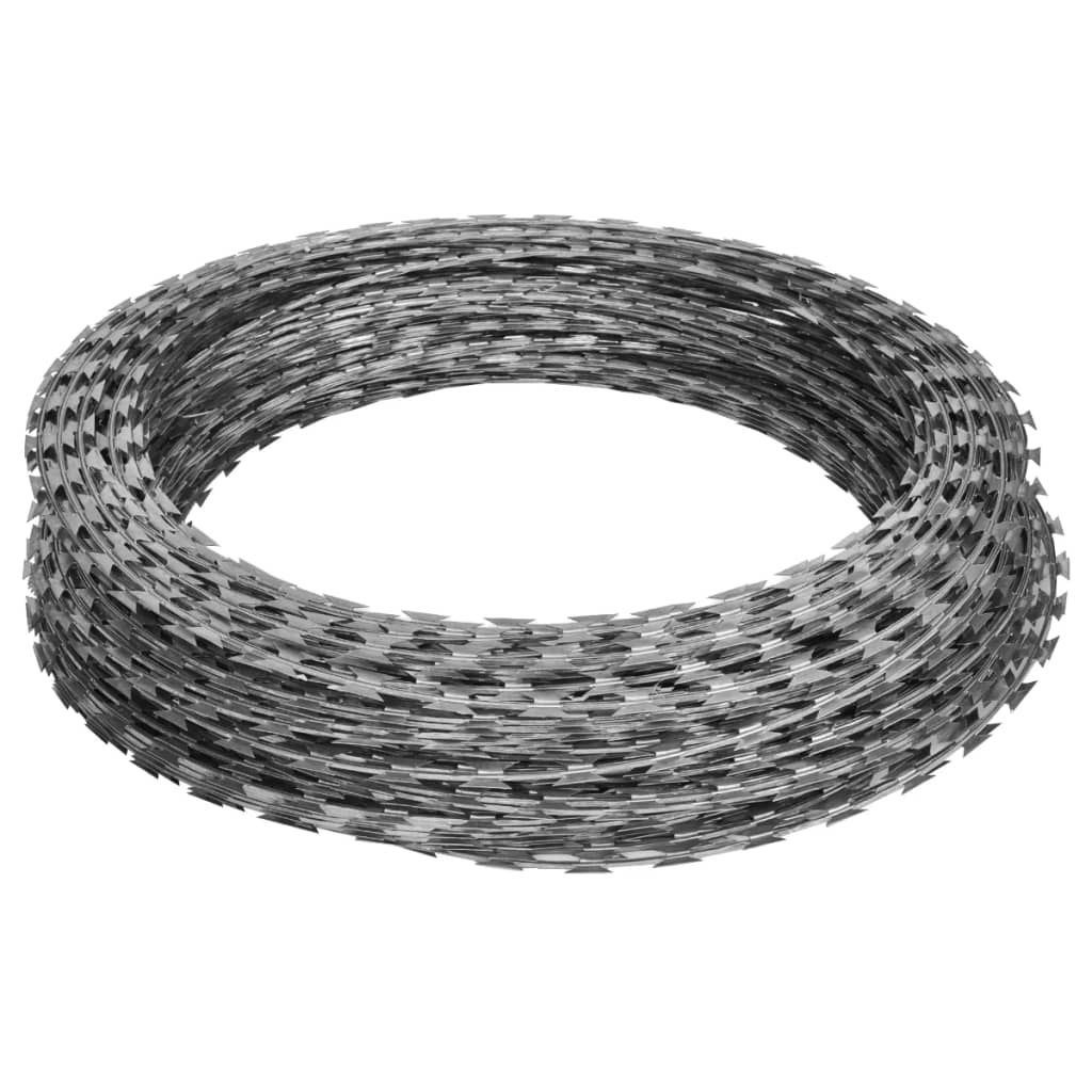 vidaXL Razor Wires Helical Wire Rolls 2 pcs Galvanized Steel 196.9'