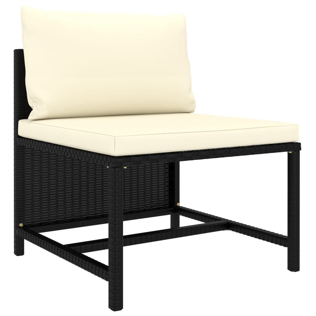 vidaXL 7 Piece Patio Lounge Set with Cushions Poly Rattan Black