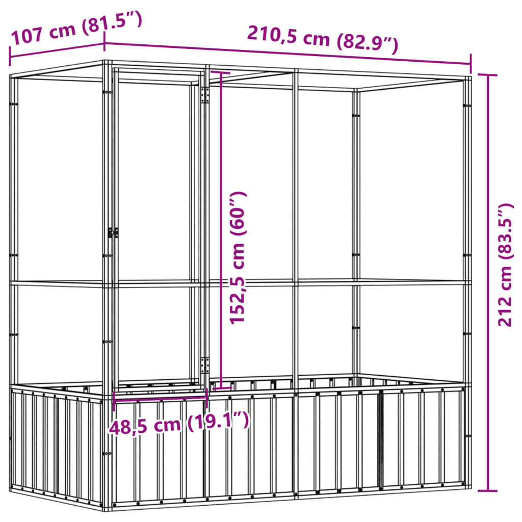 vidaXL Aviary Silver 82.9"x42.1"x83.5" Steel