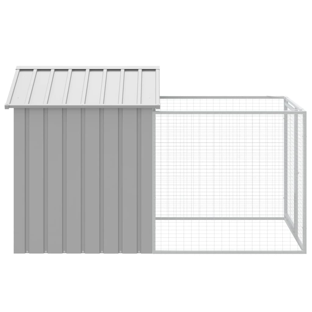 vidaXL Dog House with Run Light Gray 46.1"x79.1"x48.4" Galvanized Steel