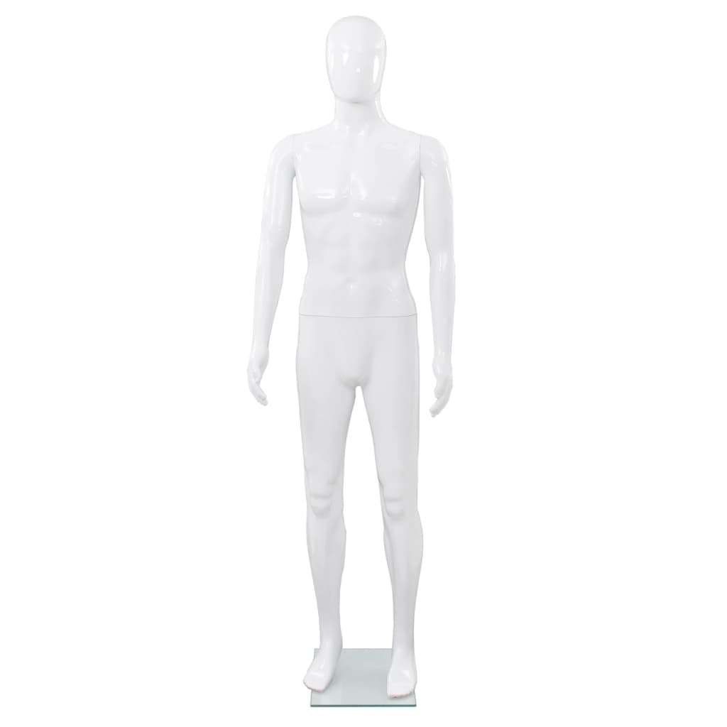 vidaXL Full Body Male Mannequin with Glass Base Glossy White 72.8"