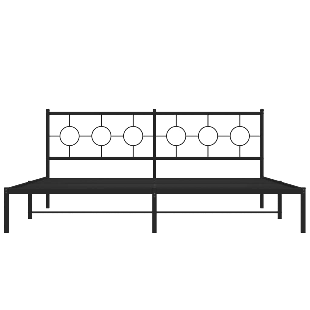 vidaXL Metal Bed Frame without Mattress with Headboard Black 76"x79.9"