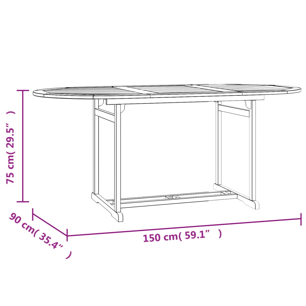 vidaXL 5 Piece Patio Dining Set Solid Wood Teak