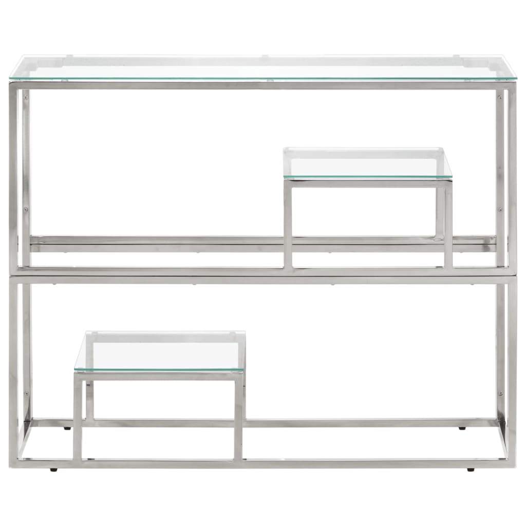 vidaXL Console Table Silver Stainless Steel and Tempered Glass