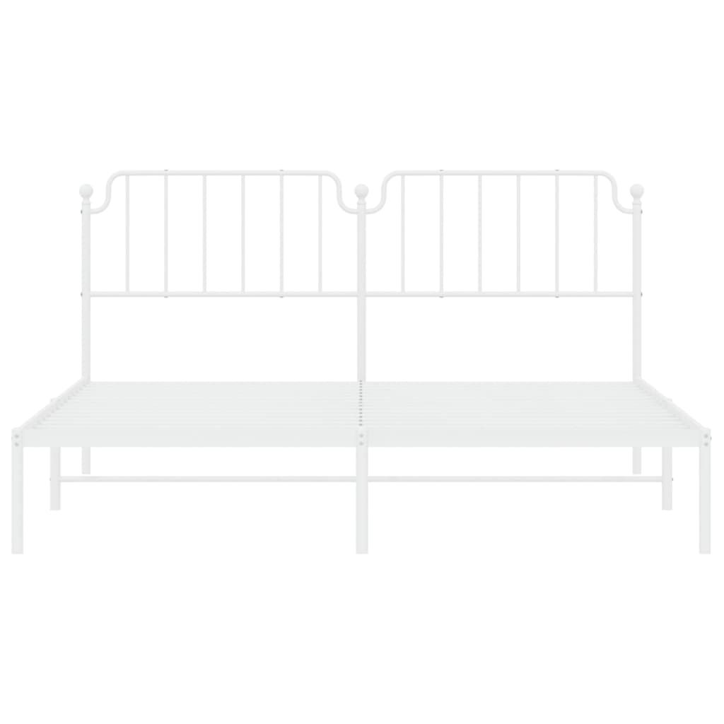 vidaXL Metal Bed Frame without Mattress with Headboard White 72"x83.9"