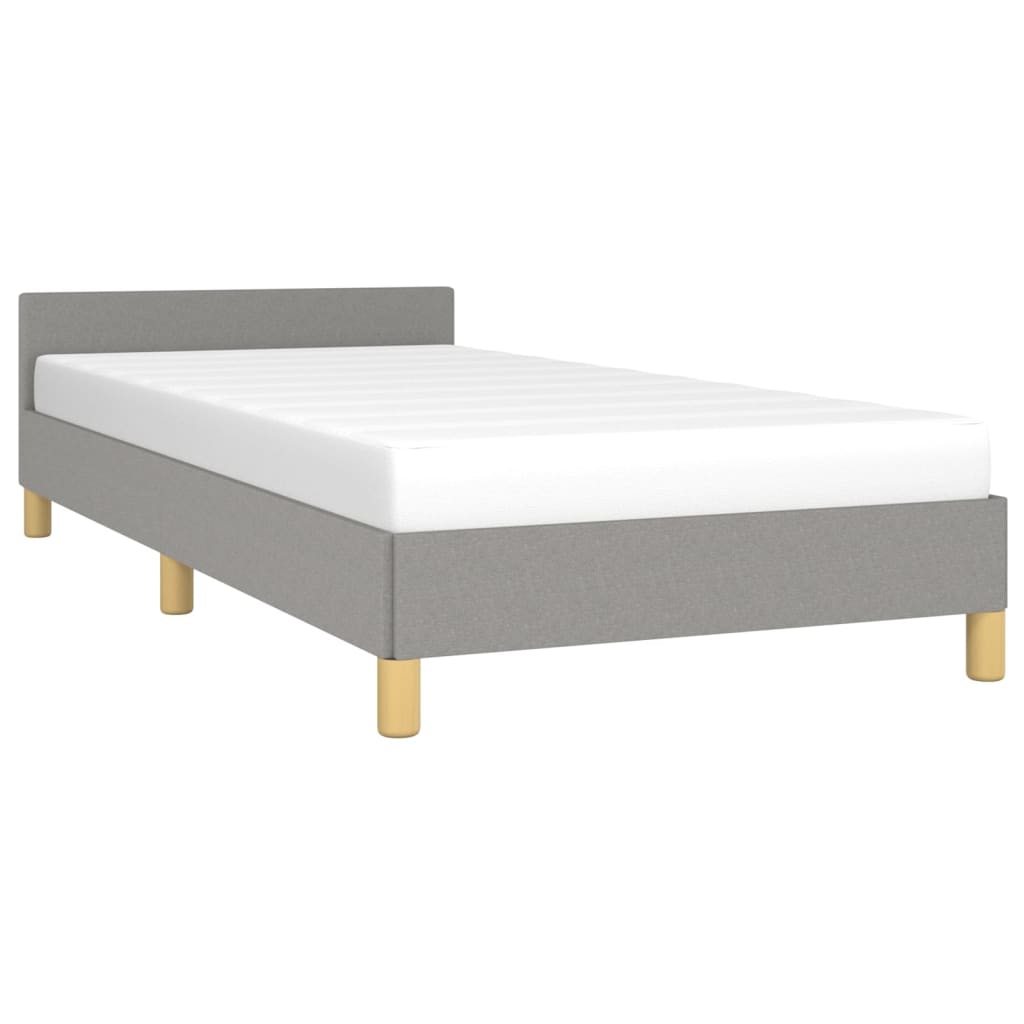 vidaXL Bed Frame with Headboard Light Gray 39.4"x74.8" Twin Fabric