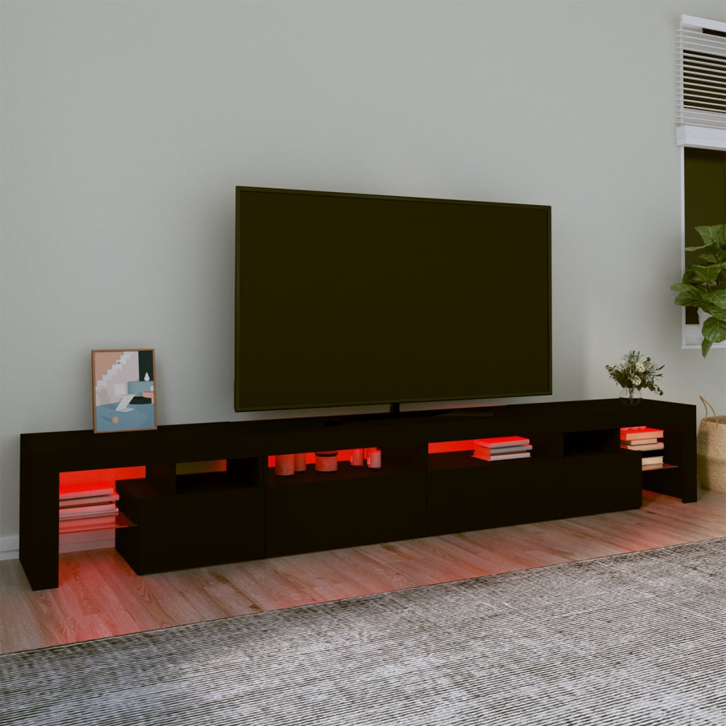 vidaXL TV Stand with LED Lights Black 102.4"x14.4"x15.7"