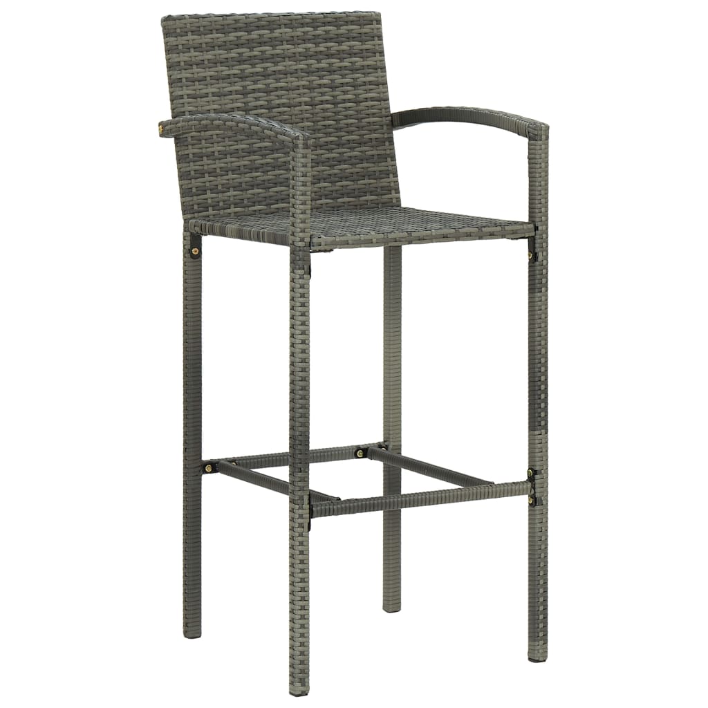 vidaXL 3 Piece Patio Bar Set Poly Rattan Gray