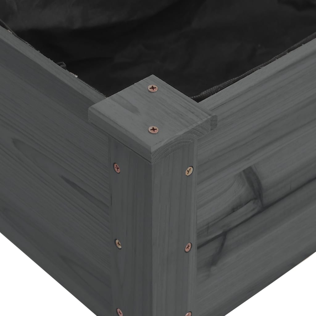 vidaXL Garden Raised Bed with Liner Gray 94.5"x23.6"x9.8" Solid Wood Fir