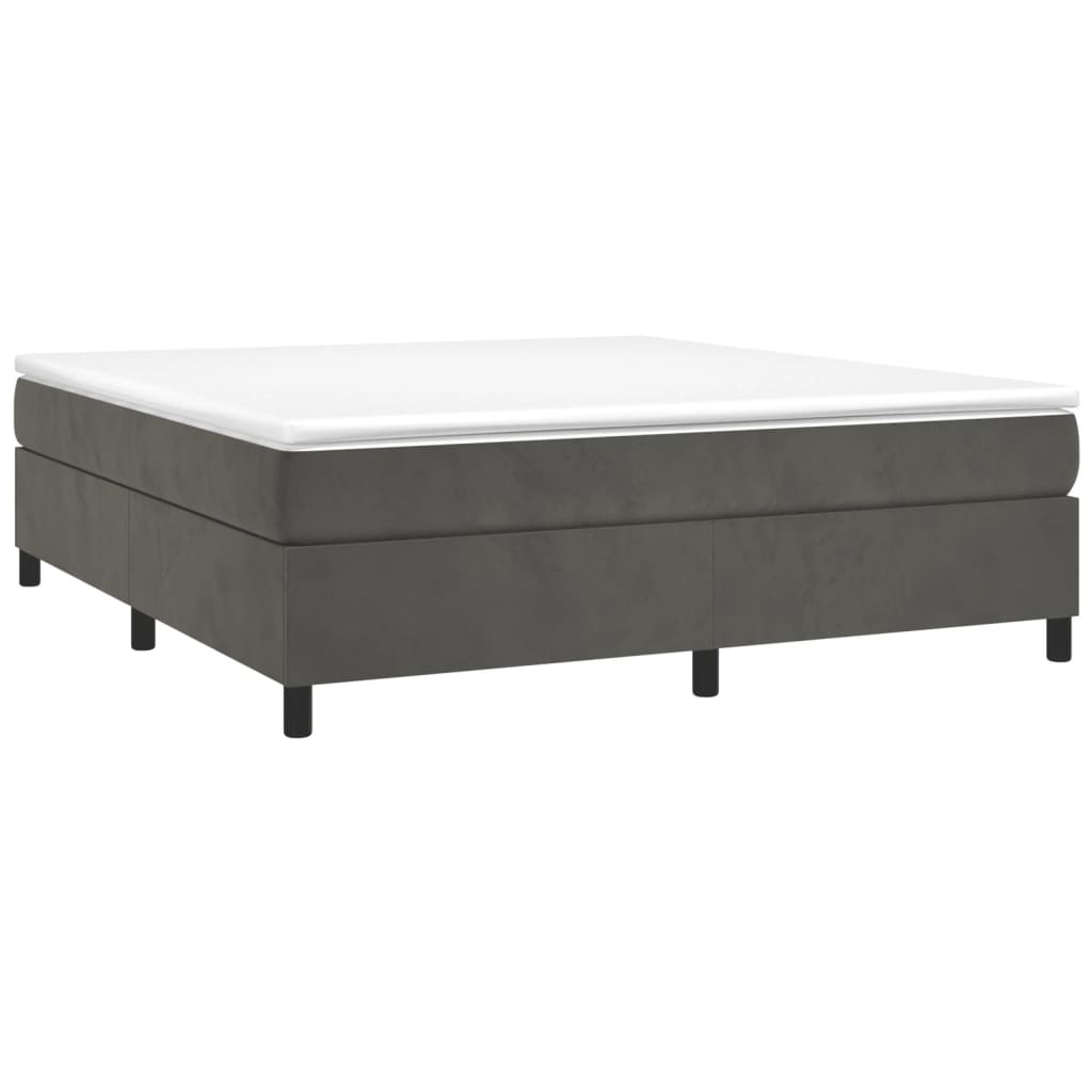 vidaXL Box Spring Bed with Mattress Dark Gray 76"x79.9" King Velvet