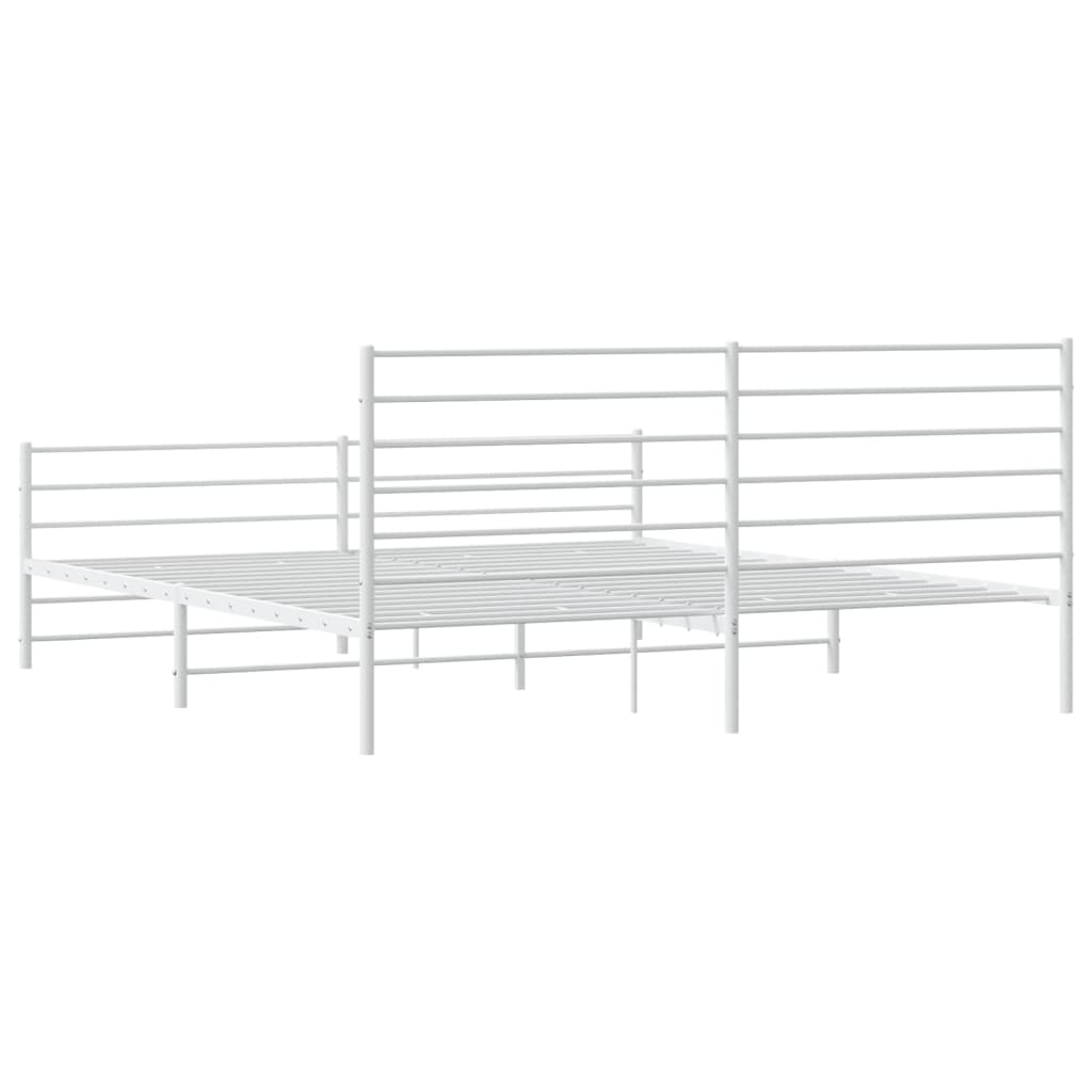 vidaXL Metal Bed Frame without Mattress with Footboard White 72"x83.9"