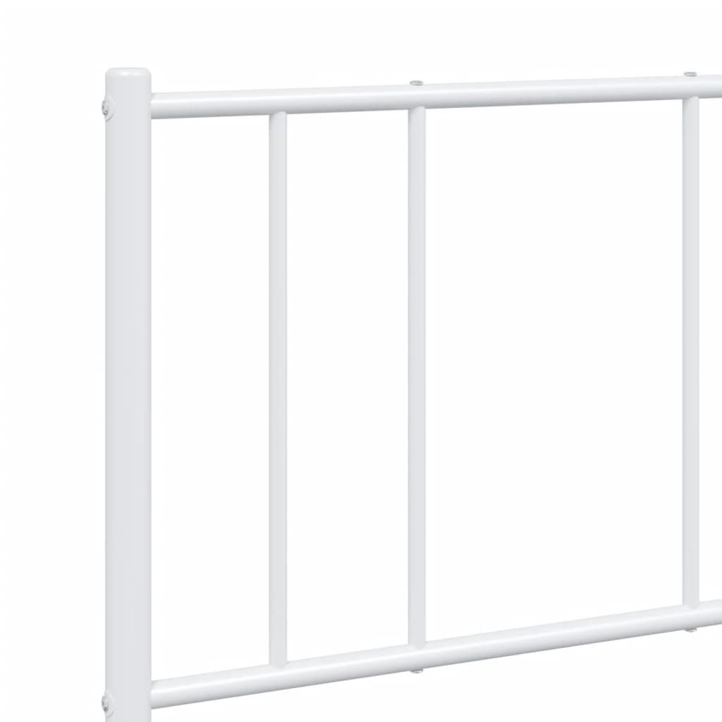 vidaXL Metal Bed Frame with Headboard White 53.9"x74.8" Full