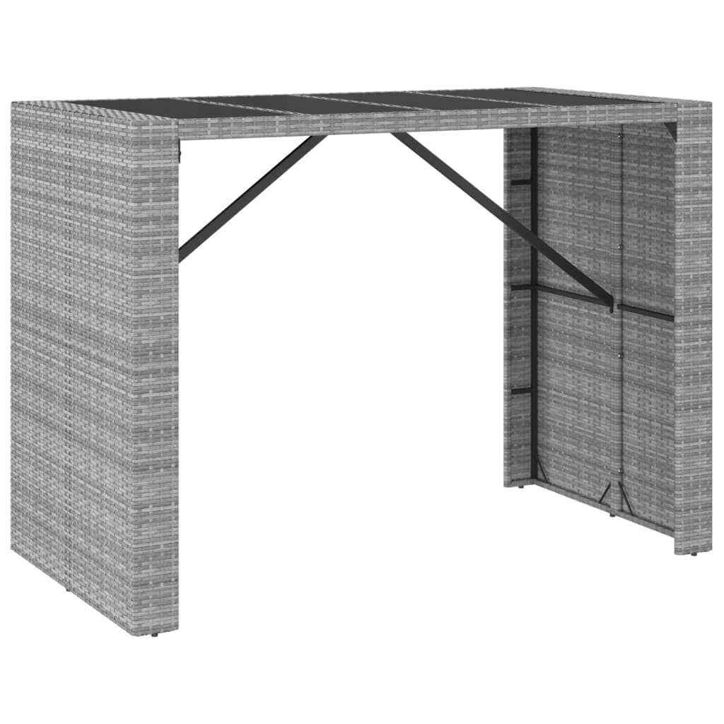 vidaXL 7 Piece Patio Bar Set with Cushions Gray Poly Rattan