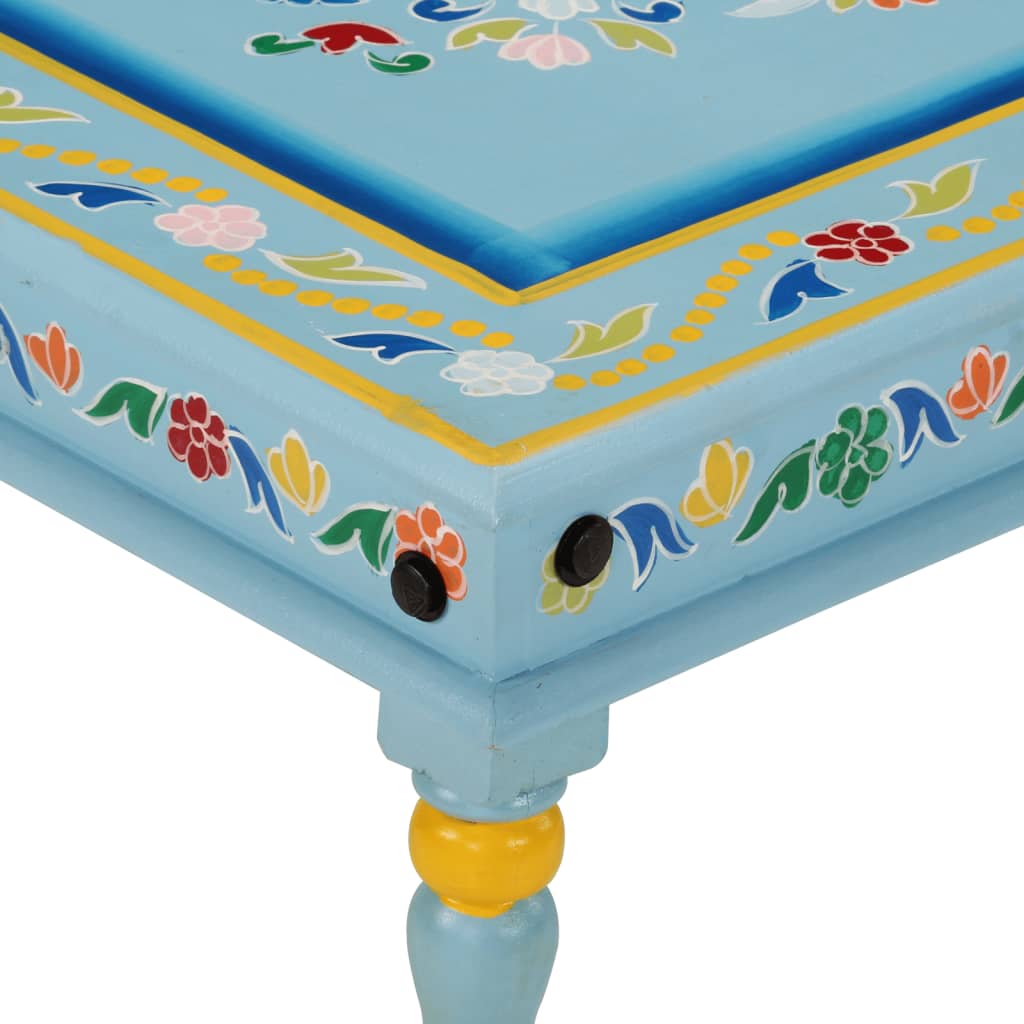 vidaXL Coffee Table Turquoise Hand Painted Solid Wood Mango