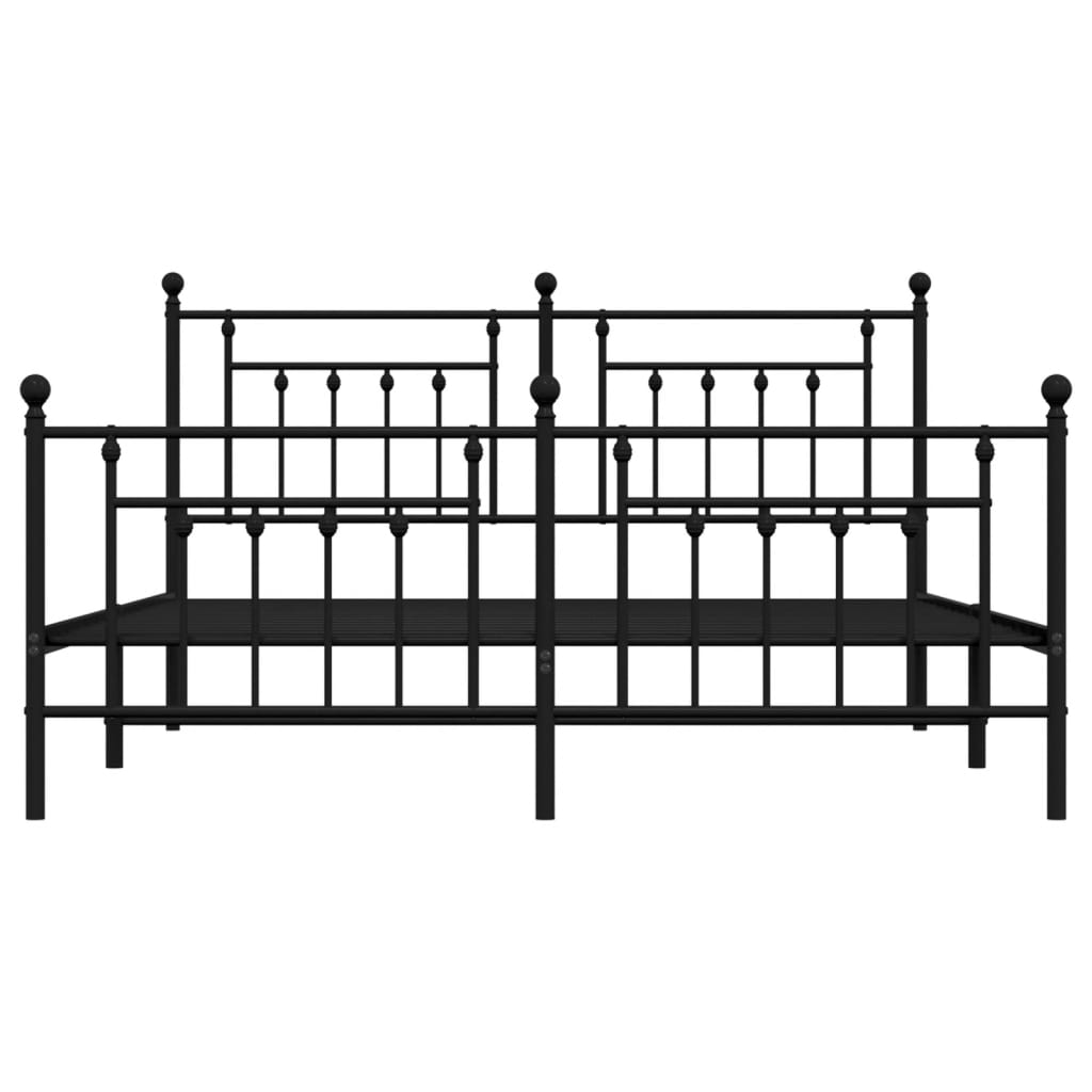 vidaXL Metal Bed Frame without Mattress with Footboard Black 72"x83.9"