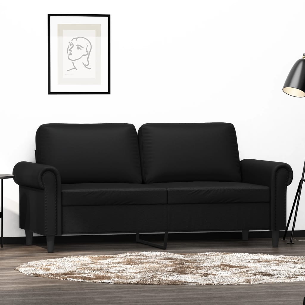 vidaXL 2-Seater Sofa Black 55.1" Faux Leather