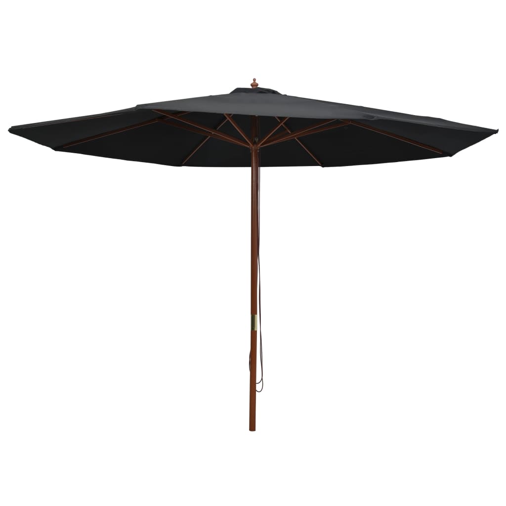 vidaXL Garden Parasol with Wooden Pole 137.8" Black