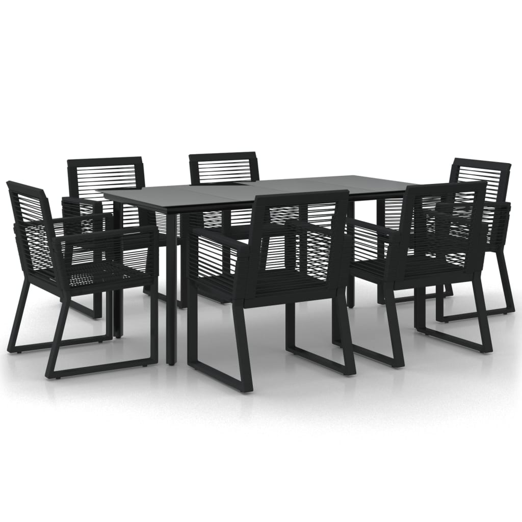 vidaXL 7 Piece Patio Dining Set Black PVC Rattan