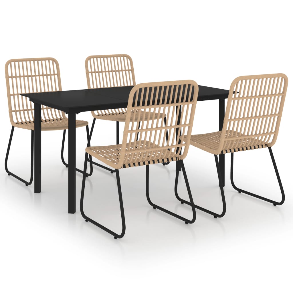 vidaXL 5 Piece Patio Dining Set Poly Rattan and Glass