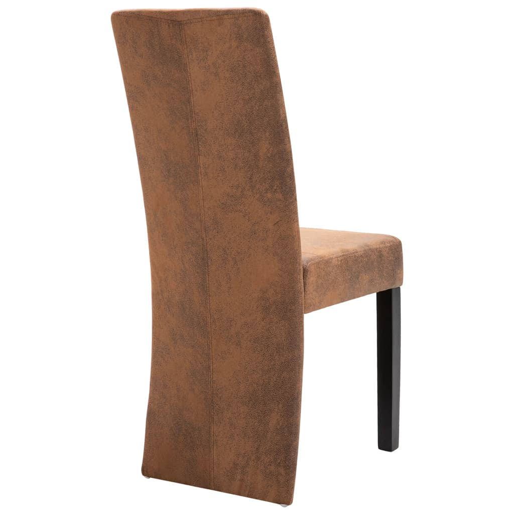 vidaXL Dining Chairs 4 pcs Brown Faux Suede Leather