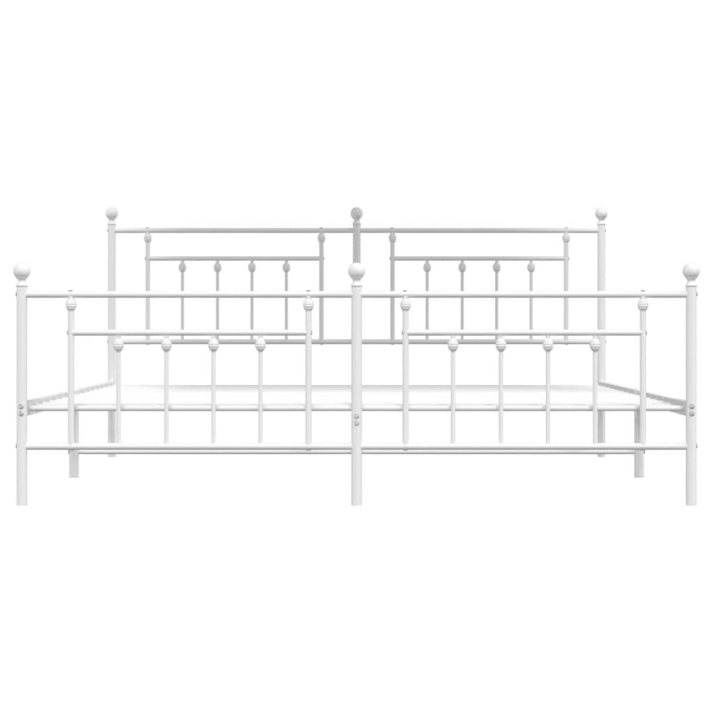 vidaXL Metal Bed Frame without Mattress with Footboard White 76"x79.9"