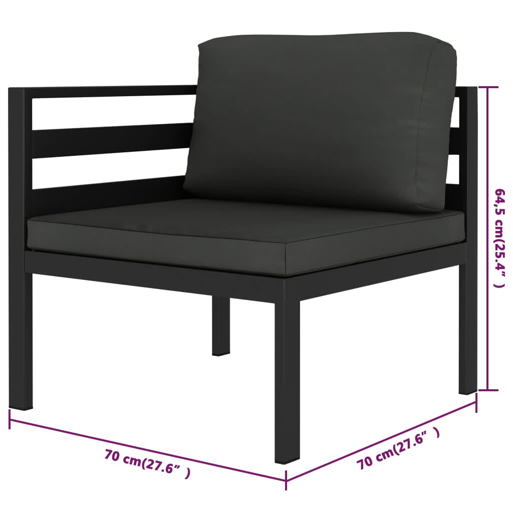 vidaXL 7 Piece Patio Lounge Set with Cushions Aluminum Anthracite