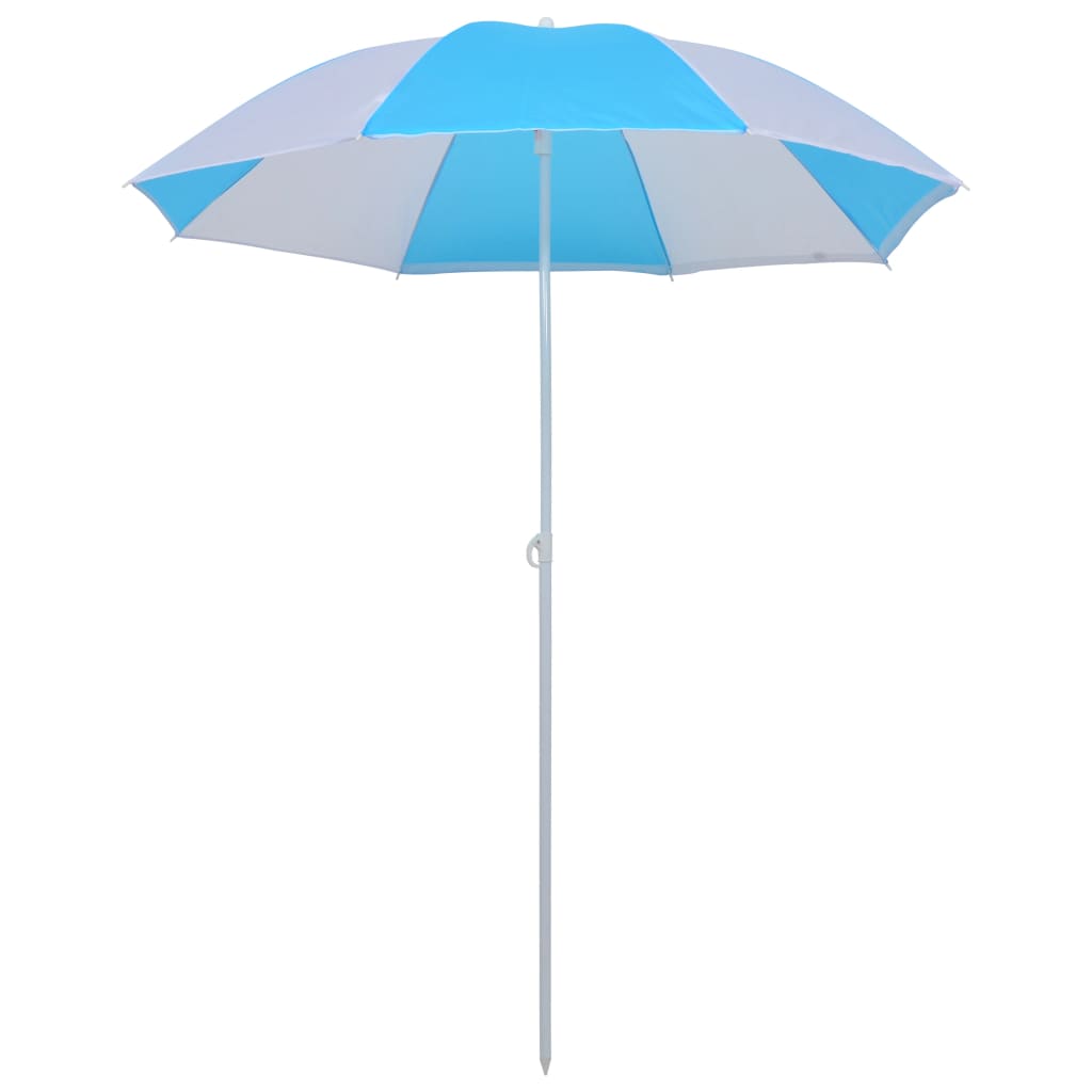 vidaXL Beach Umbrella Shelter Blue and White 70.9" Fabric