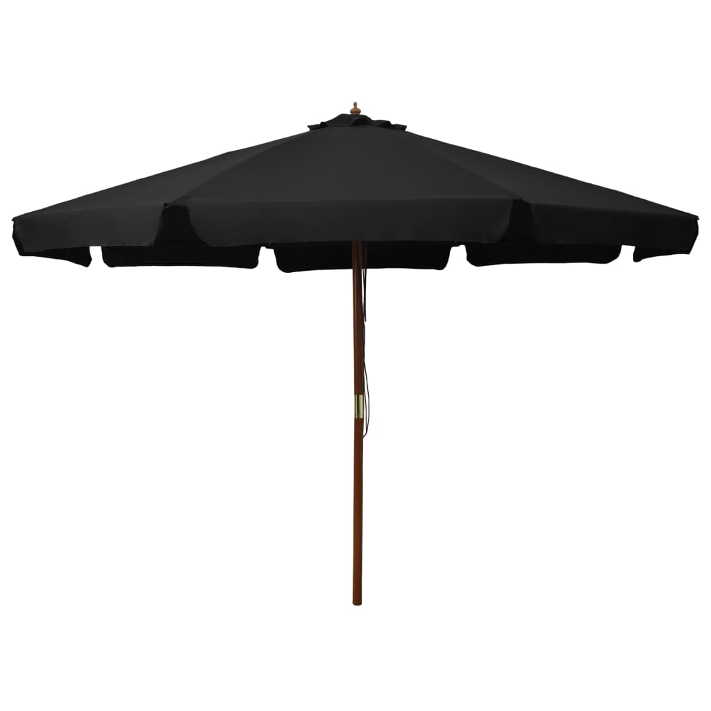 vidaXL Garden Parasol with Wooden Pole 129.9" Black