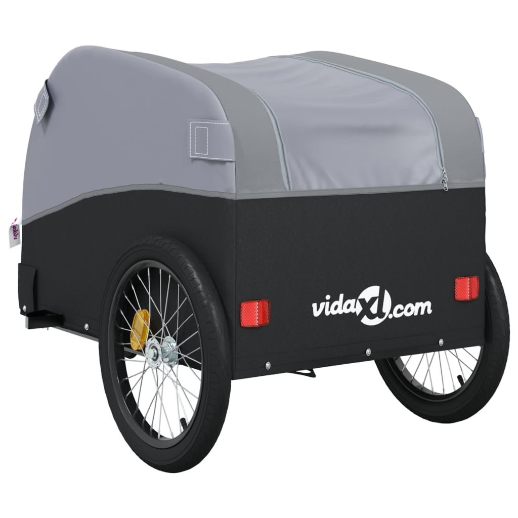 vidaXL Bike Trailer Black and Gray 99.2 lb Iron