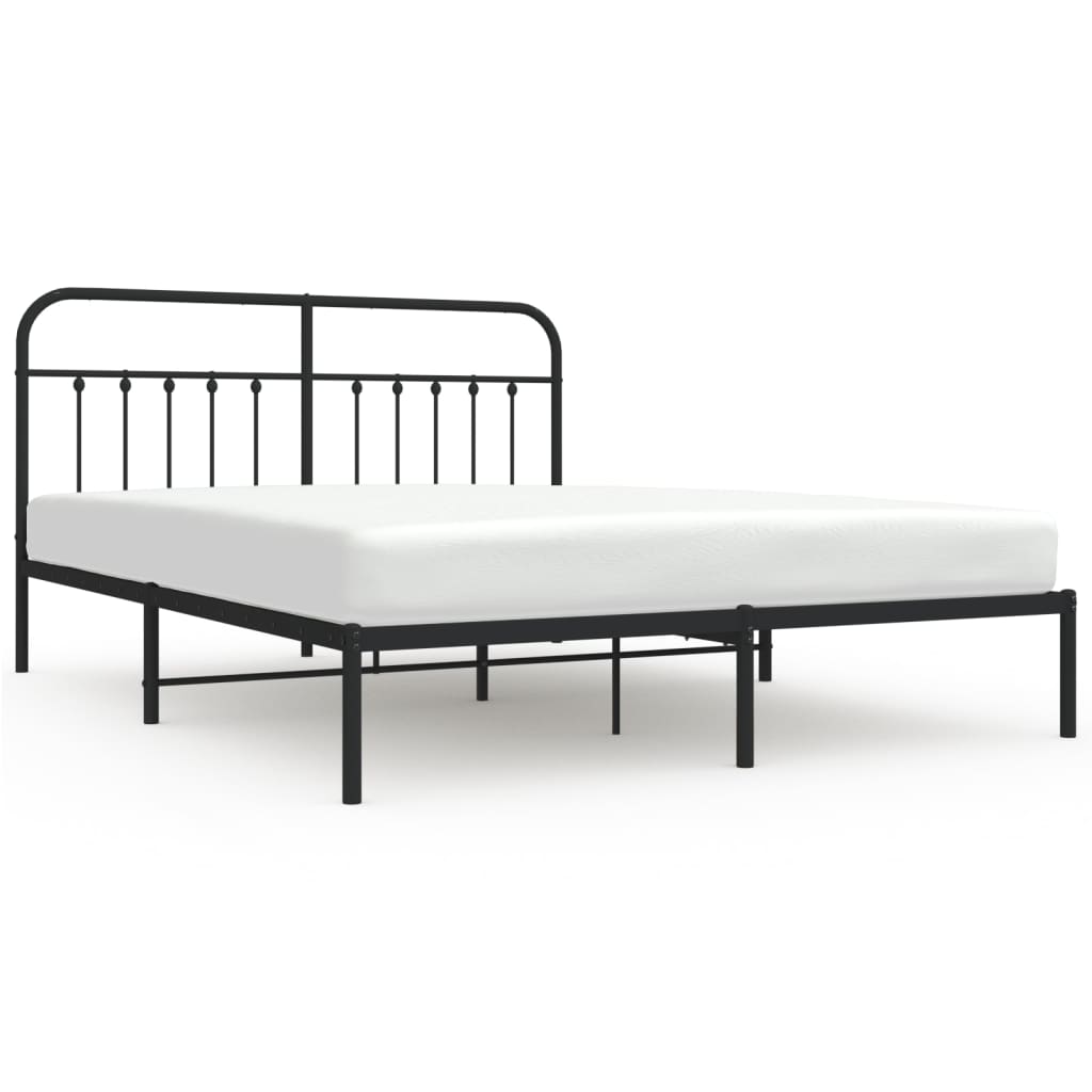 vidaXL Metal Bed Frame without Mattress with Headboard Black 72"x83.9"