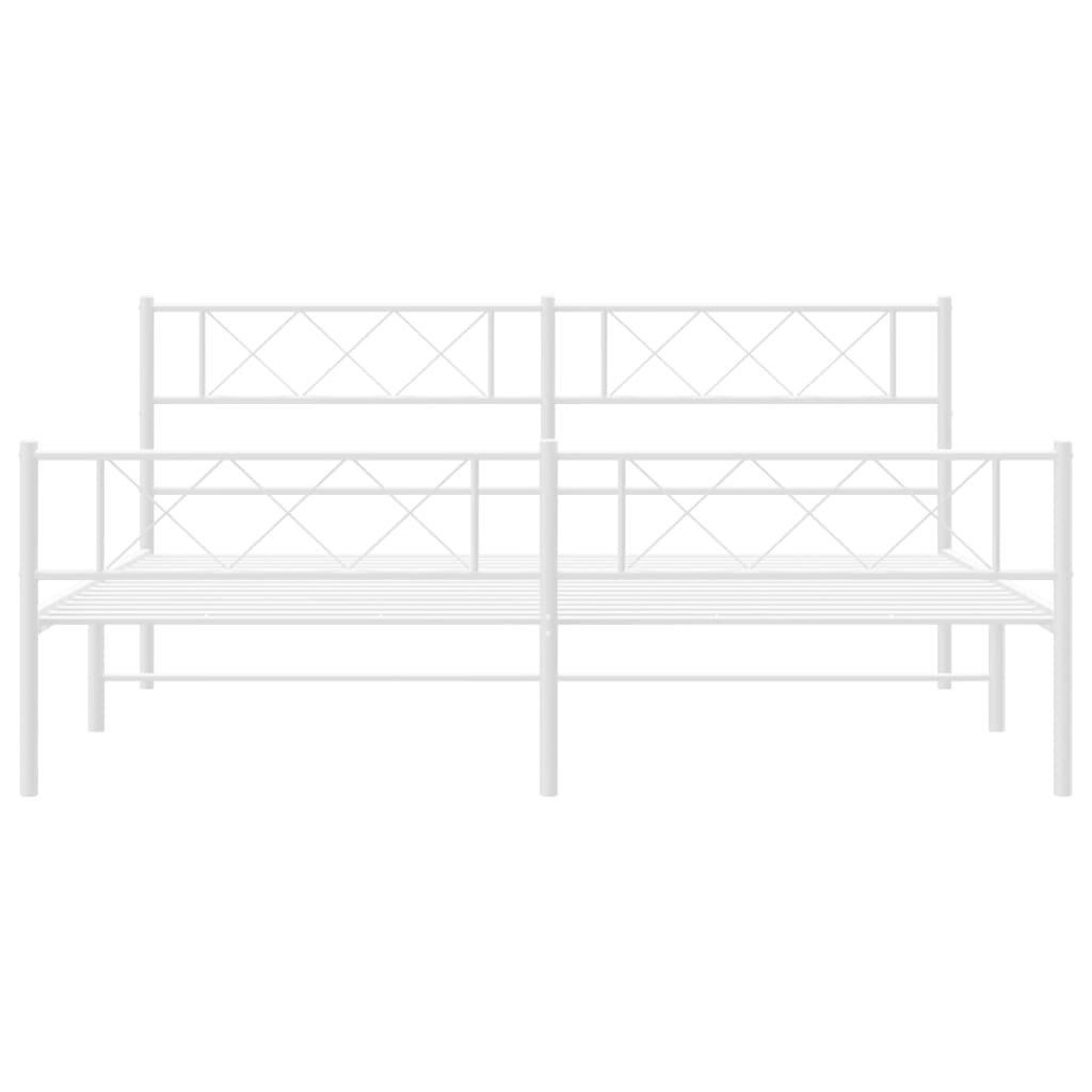 vidaXL Metal Bed Frame without Mattress with Footboard White 72"x83.9"