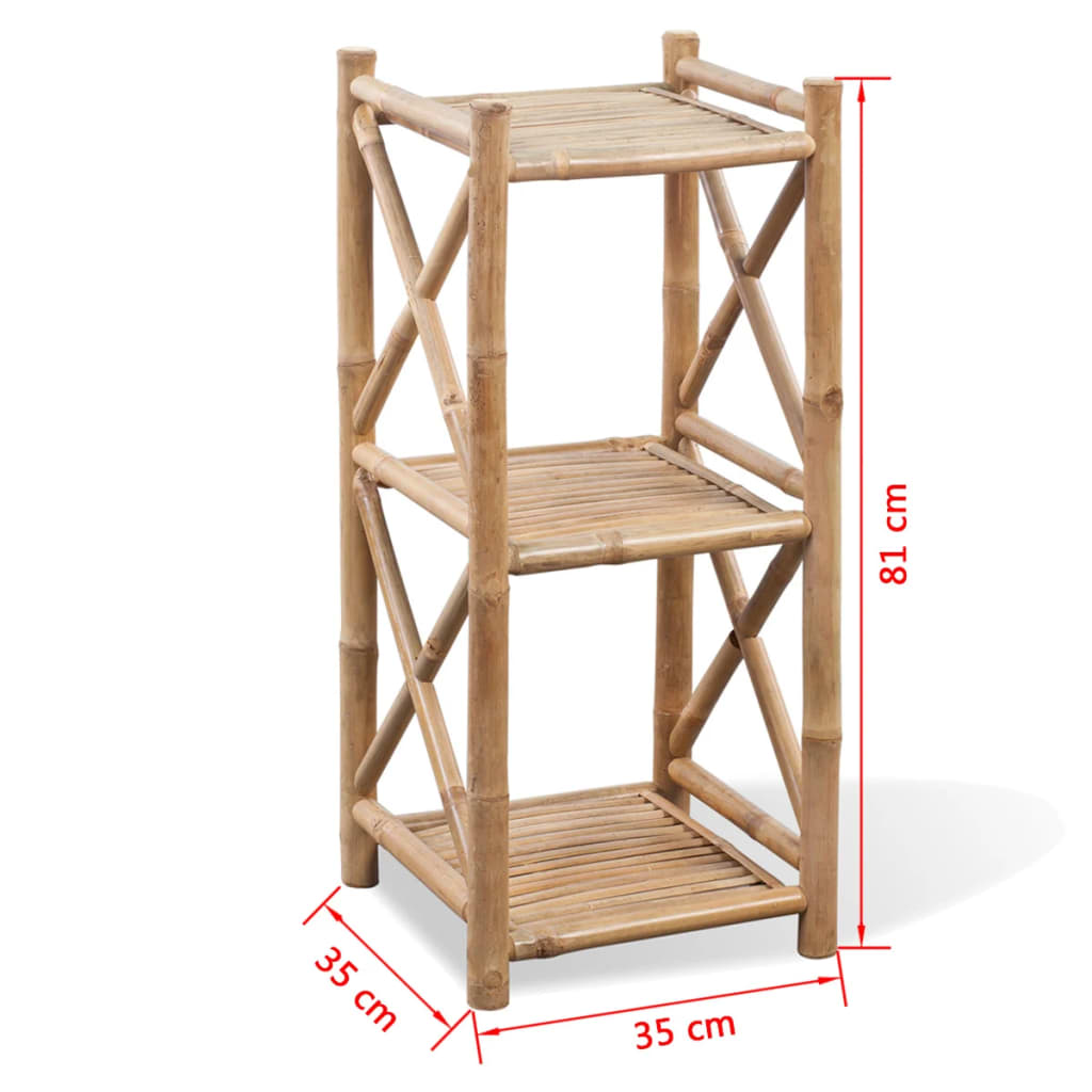 vidaXL 3-Tier Bamboo Shelf  Square