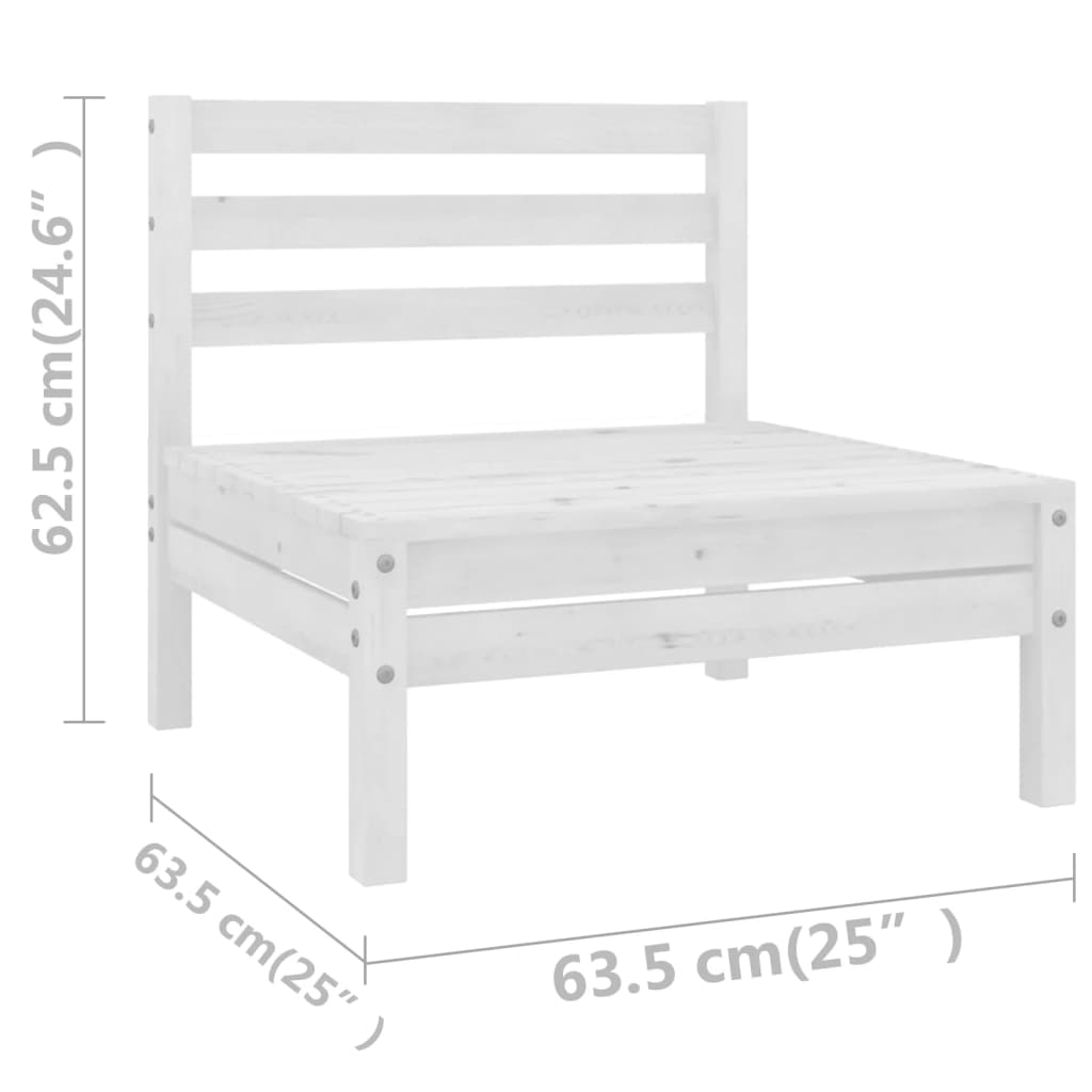 vidaXL 8 Piece Patio Lounge Set White Solid Pinewood