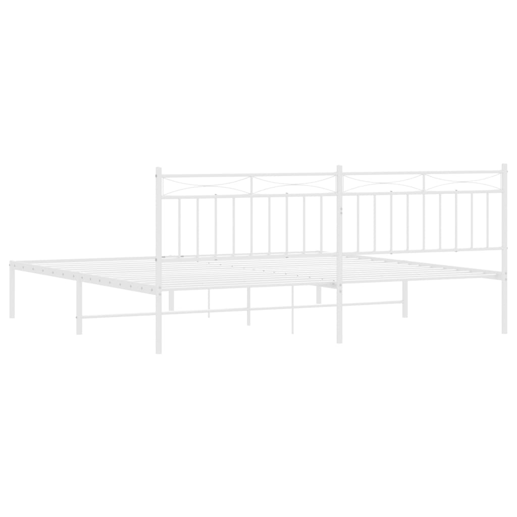 vidaXL Metal Bed Frame without Mattress with Headboard White 76"x79.9"