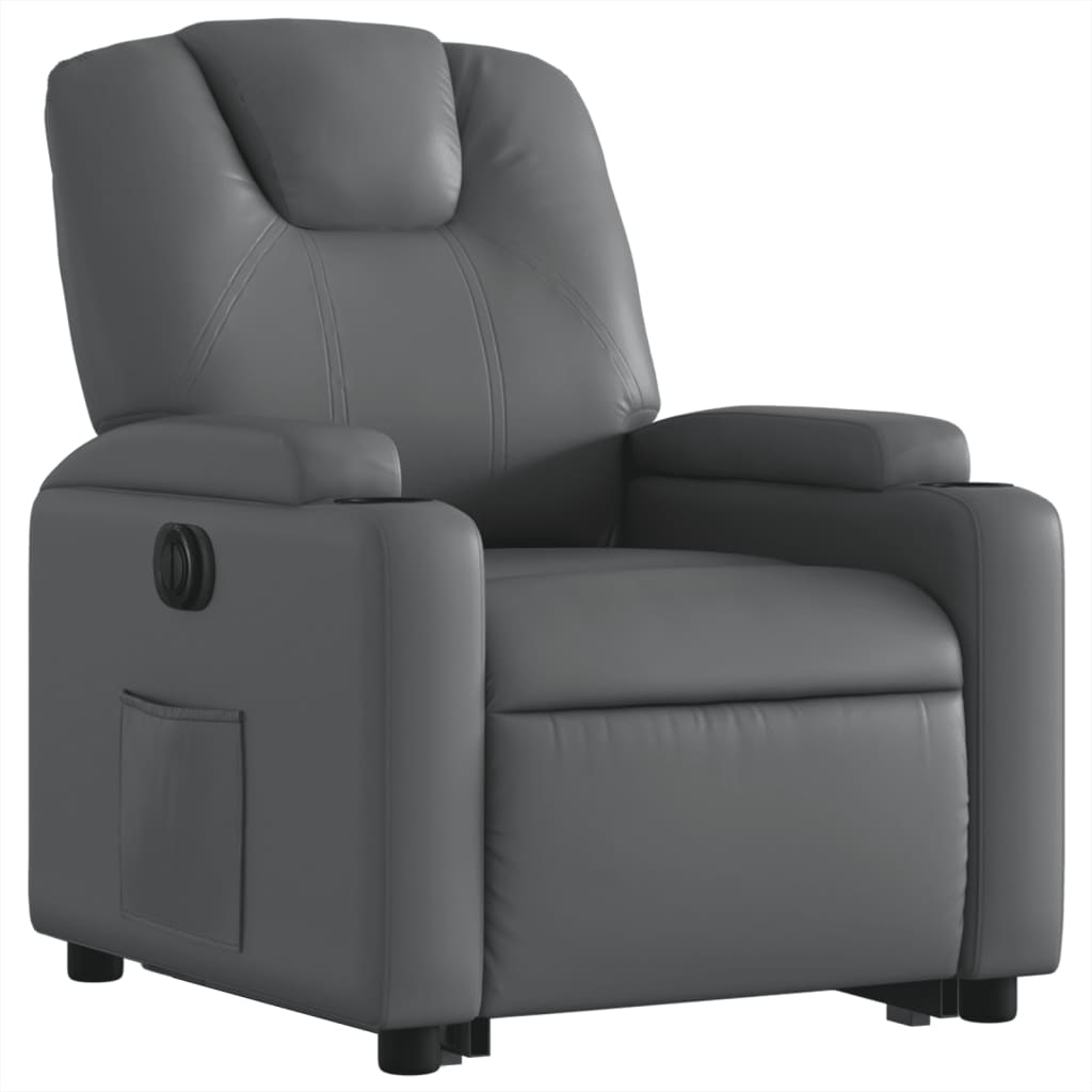 vidaXL Electric Stand up Recliner Chair Gray Faux Leather