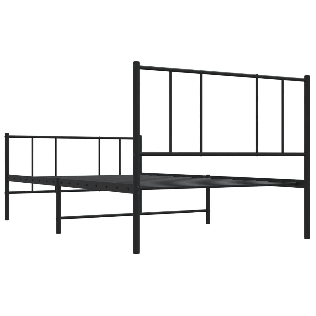 vidaXL Metal Bed Frame without Mattress with Footboard Black 39.4"x78.7"