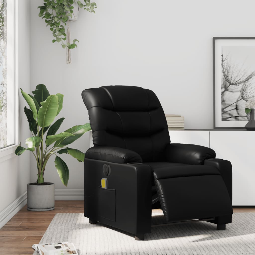 vidaXL Electric Massage Recliner Chair Black Faux Leather