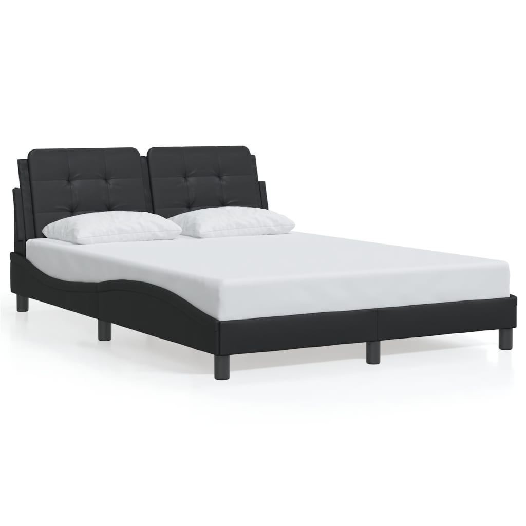 vidaXL Bed Frame without Mattress Black 53.9"x74.8" Faux Leather