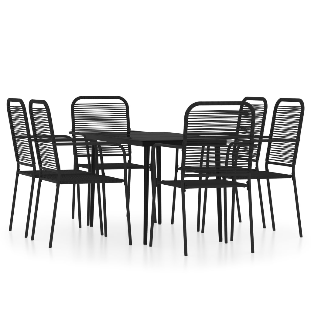 vidaXL 7 Piece Patio Dining Set Black