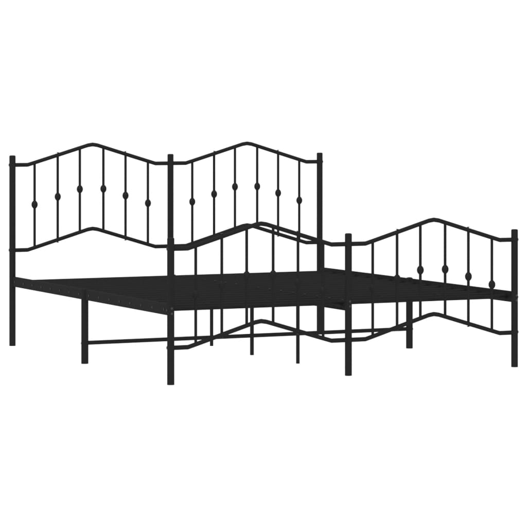 vidaXL Metal Bed Frame with Headboard&Footboard Black 72"x83.9" California King